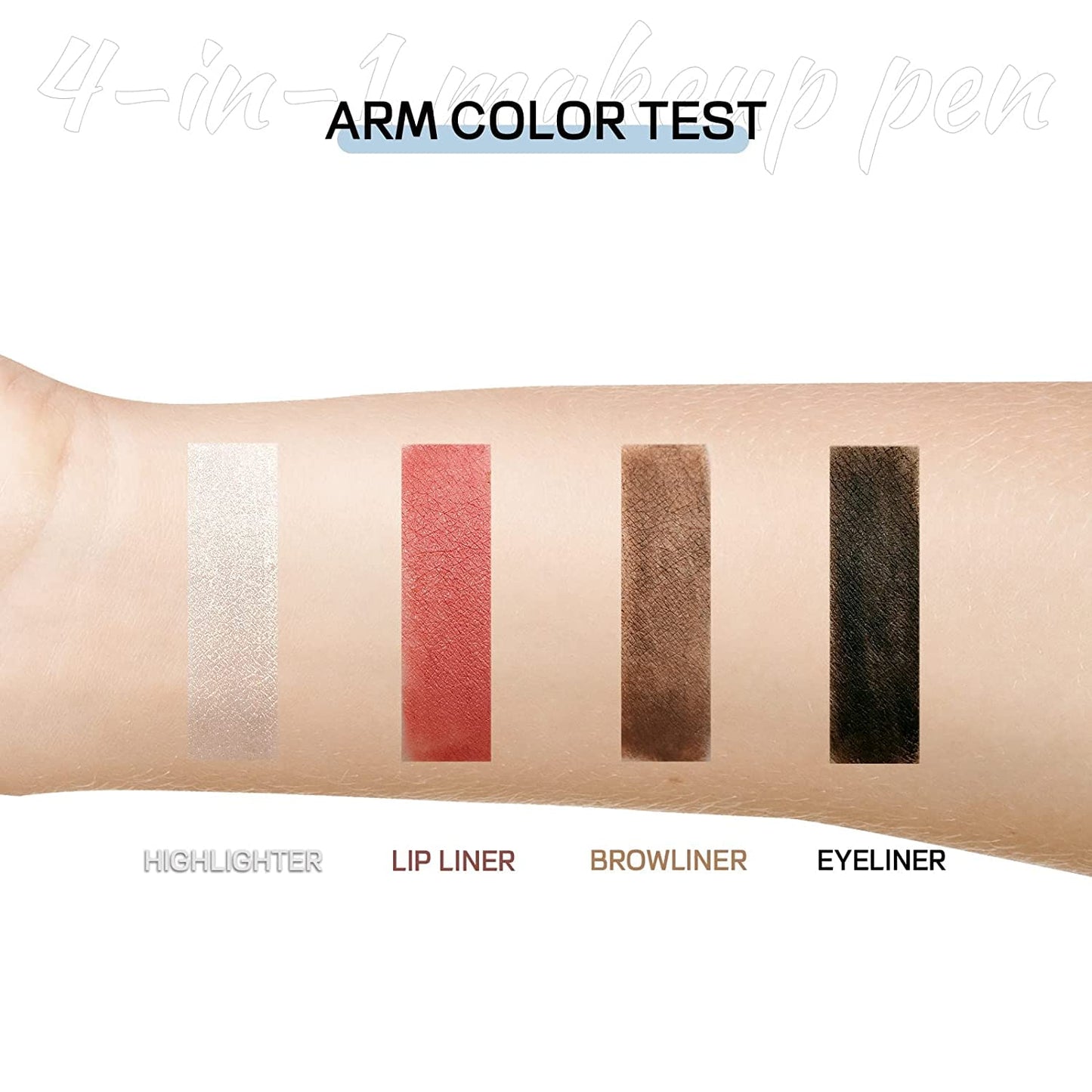 4-In-1-Makeup-Stift, Eyeliner, Brow Liner, Lip Liner & Highlighter-Stift, Wasserfester, Langanhaltender All-In-One-Makeup-Stift, Eyeliner, Augenbrauenstift, Lippenkonturenstift Und Textmarker (#Blau)