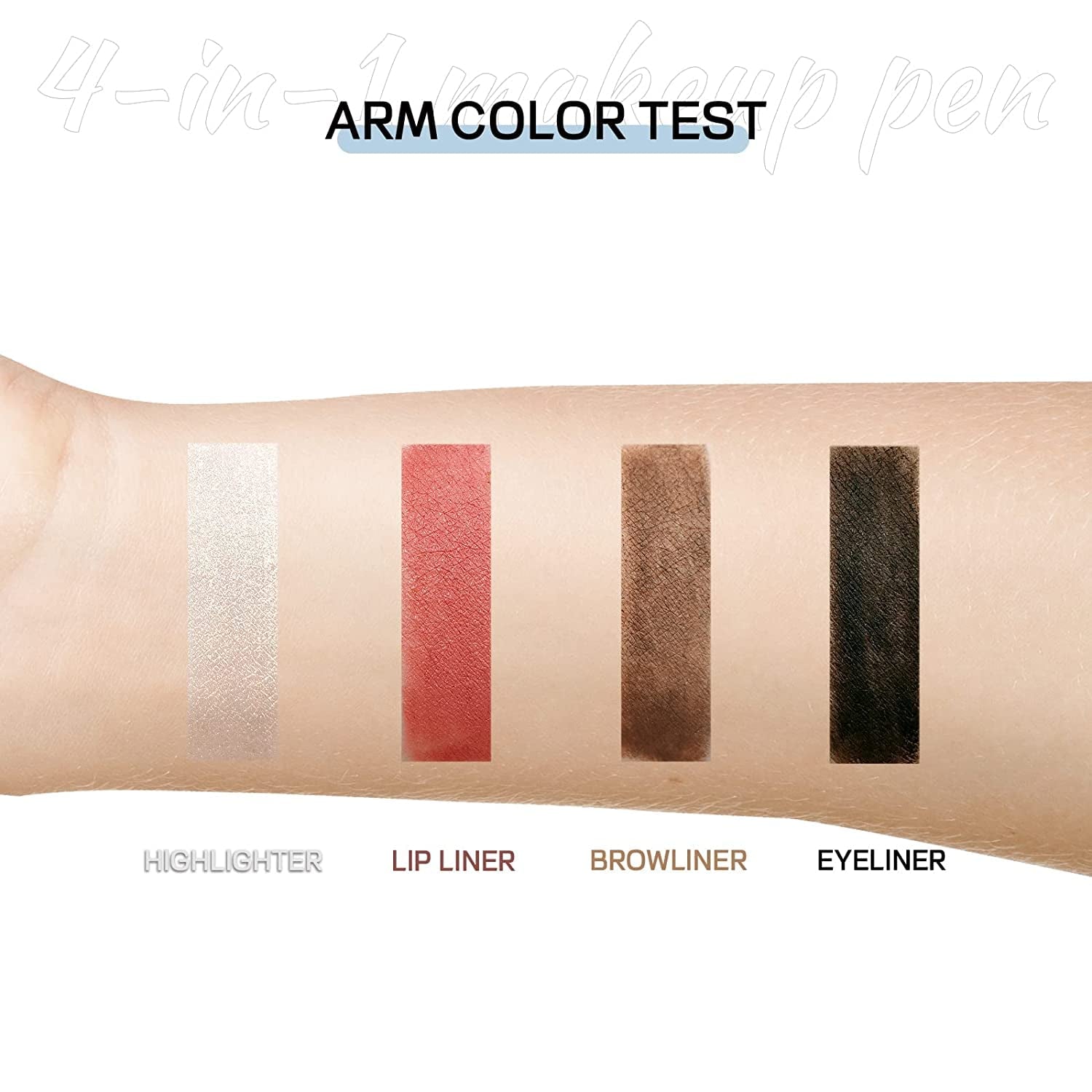 4-In-1-Makeup-Stift, Eyeliner, Brow Liner, Lip Liner & Highlighter-Stift, Wasserfester, Langanhaltender All-In-One-Makeup-Stift, Eyeliner, Augenbrauenstift, Lippenkonturenstift Und Textmarker (#Blau)