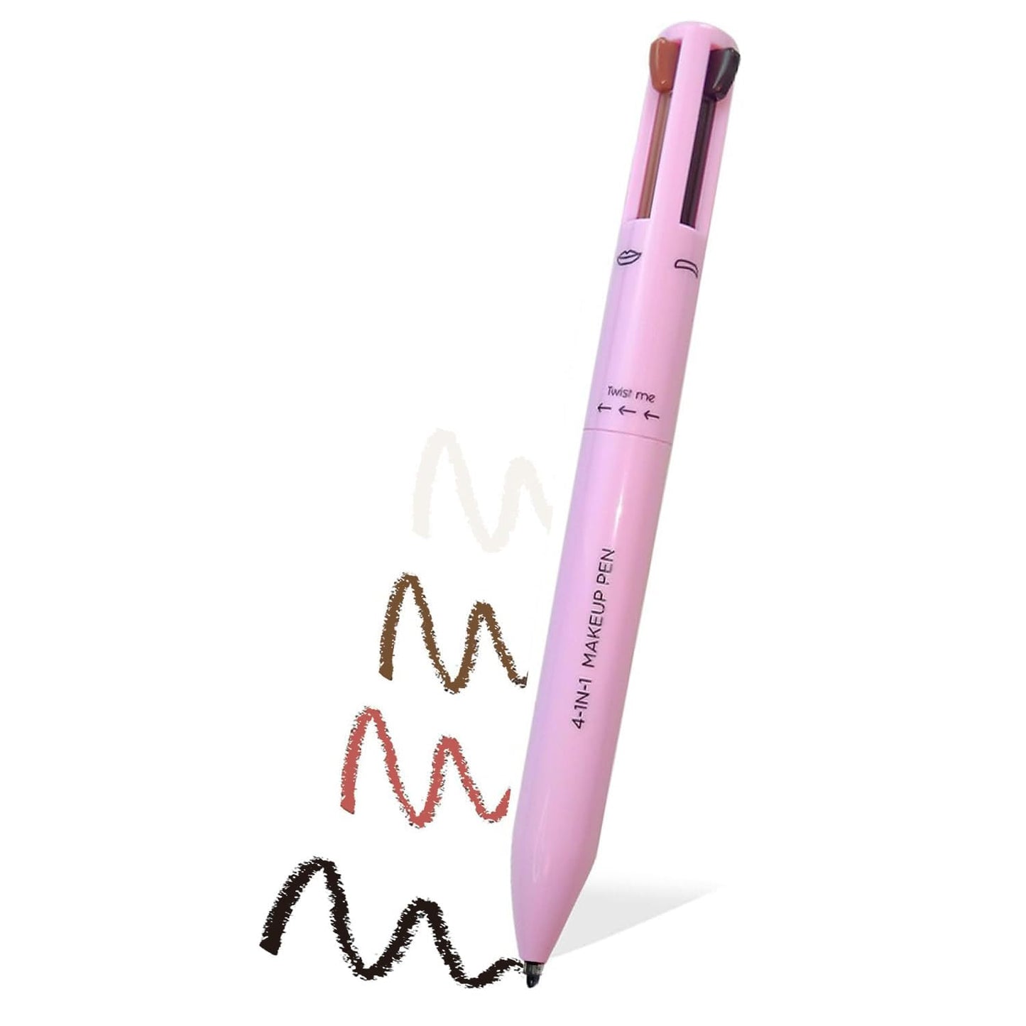 4-In-1-Make-Up-Stift: Eyeliner, Augenbrauenstift, Lippenkonturstift, Textmarker – Alles in Einem, Wasserfest, Für Die Augen, 4 Farben Langlebig (Pink)